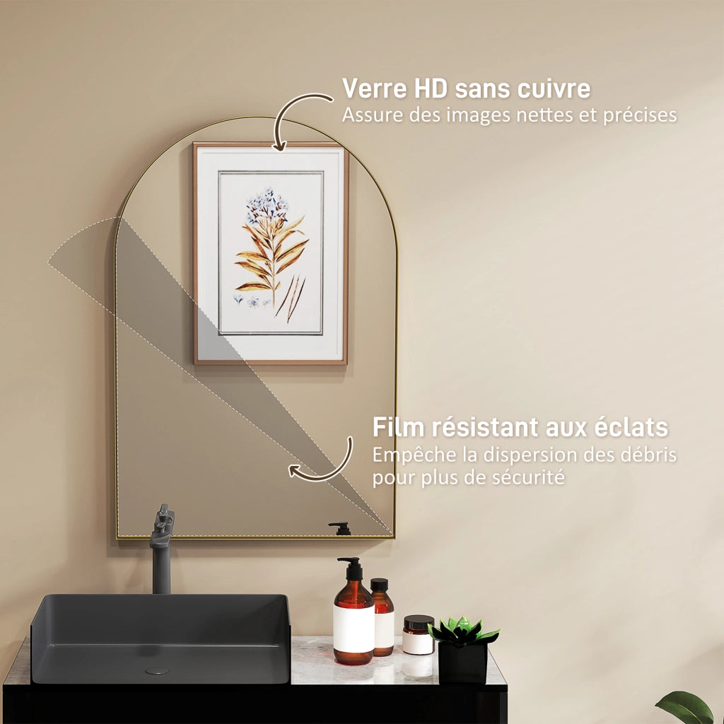 Specchio da bagno con cornice in alluminio ¨C zephmum ¨C oro 60x90 cm