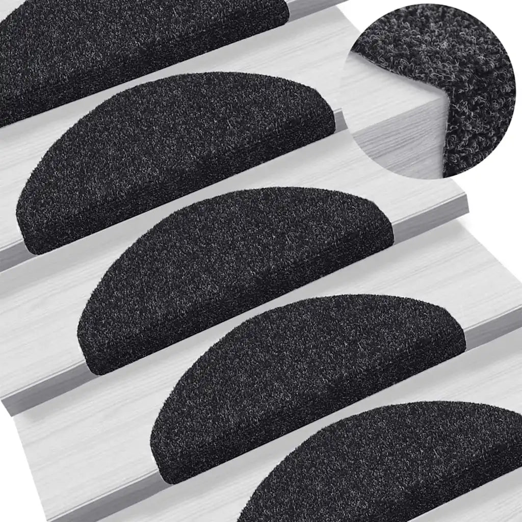 Tappetini per scale autoadesivi 20 pz | Gradini per Scale 65x21x4 cm neri semicircolari grandi
