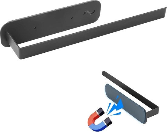 Supporto per rotella da cucina magnetico nero - Senza forare - Per frigoriferi e forni a microonde supporto per rotella da cucina appeso