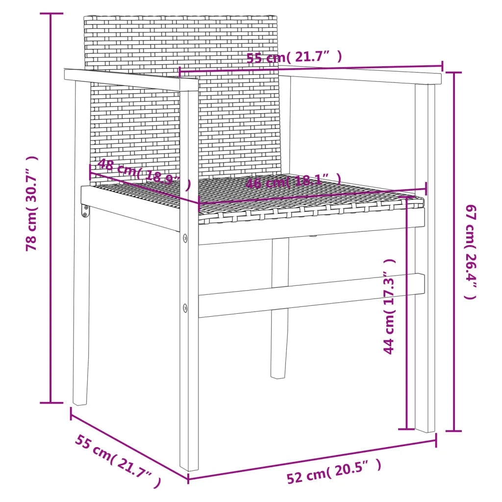 Sedie da Giardino 2 pz | Sedie da Esterno Beige in Polyrattan e Legno Massello