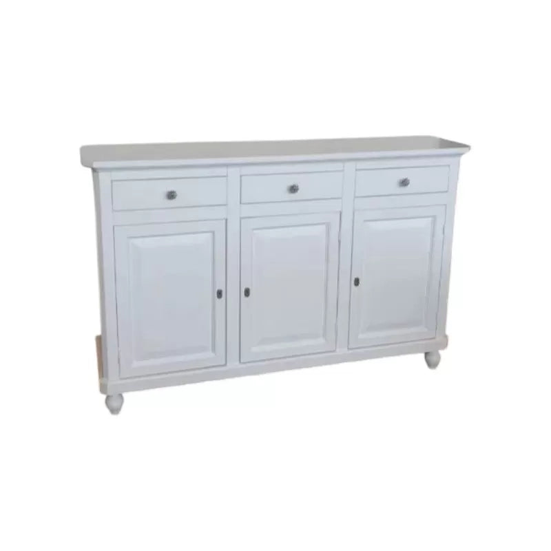 Madia credenza arte povera 3 ante legno bianco pomoli floreali 150x43x98 - Mobili 2G