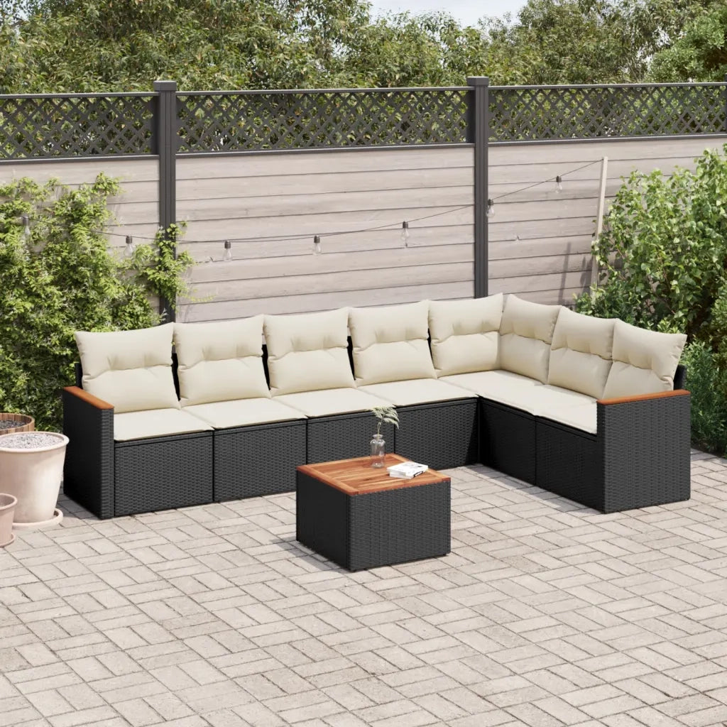 Set Divani da Giardino con Cuscini 8 pz Nero in Polyrattancod mxl 88315