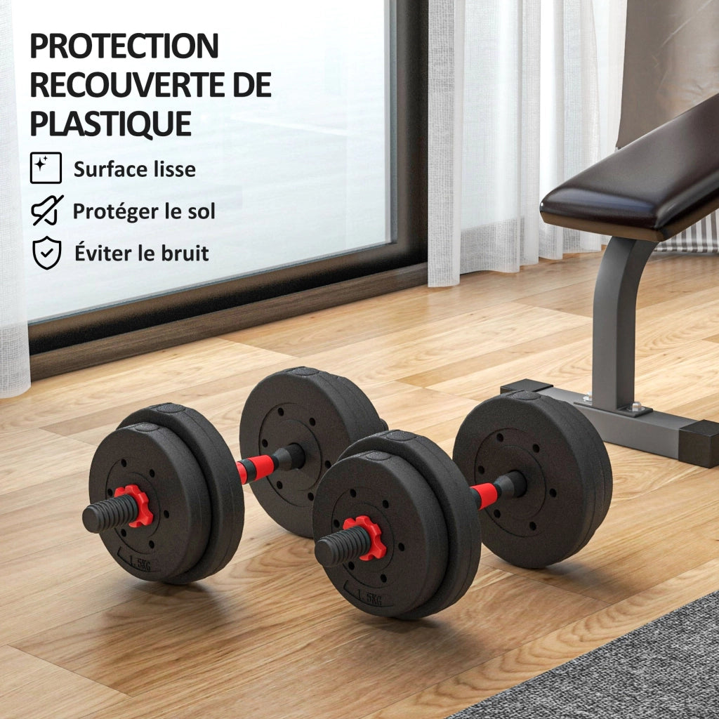 Set di manubri 2 in 1 regolabile 15 kg con barre - zephmum - per allenamento muscolare e sollevamento pesi