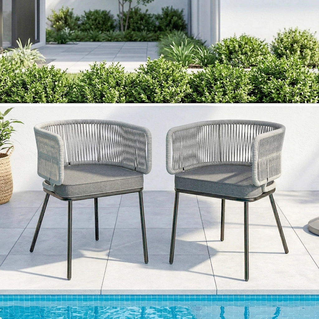 Poltrona da Giardino in Polyrattan con Cuscini ¨C Zephmum ¨C 46x58x72 cm Grigio Chiaro