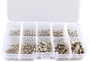 Assortimento di viti 160 pezzi - viti in acciaio - viti a 6 gusci - verniciate - lucidate - scatola in plastica - set di viti