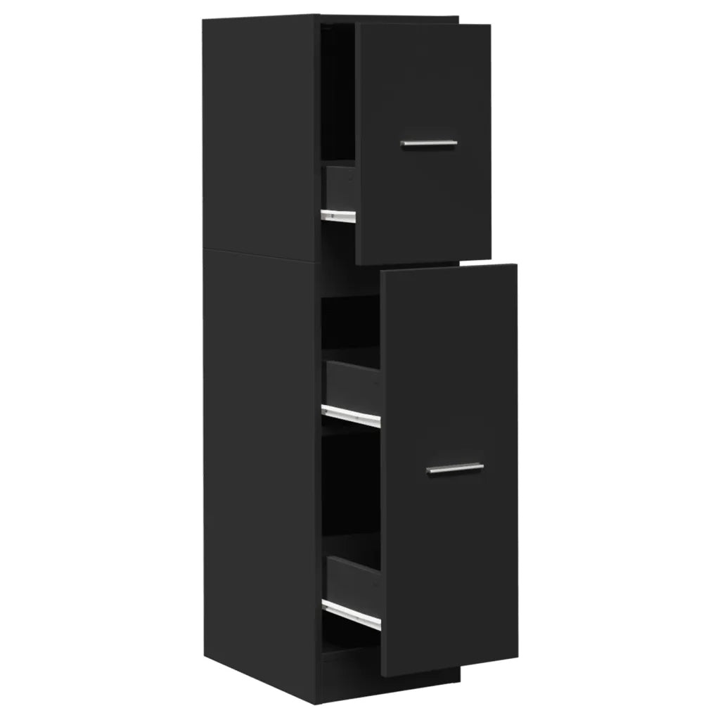 Mobiletto multifunzionale da farmacia contenitore per ufficio 30 x 41 x 118 cm legno composito nero 02_0050611
