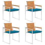 Sedie da Giardino con Cuscini 4 pz in Legno Massello di Acacia cod mxl 72253