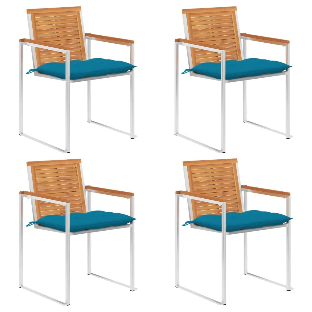 Sedie da Giardino con Cuscini 4 pz in Legno Massello di Acacia cod mxl 72253