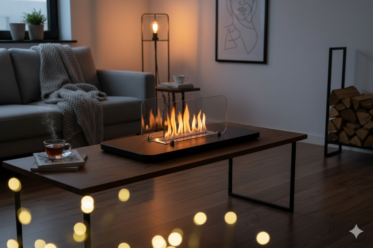 Camino a Bioetanolo da Tavolo 86x39x27,6 cm Karlsen Rialto Nero