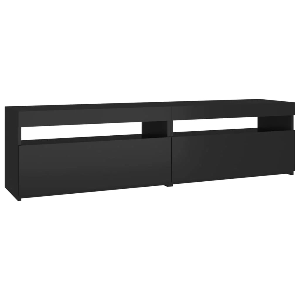 Mobile TV multimediale scaffale TV credenza mobile TV sala da pranzo soggiorno camera da letto 2 pezzi con luci LED 75 x 35 x 40 cm nero 02_0028574