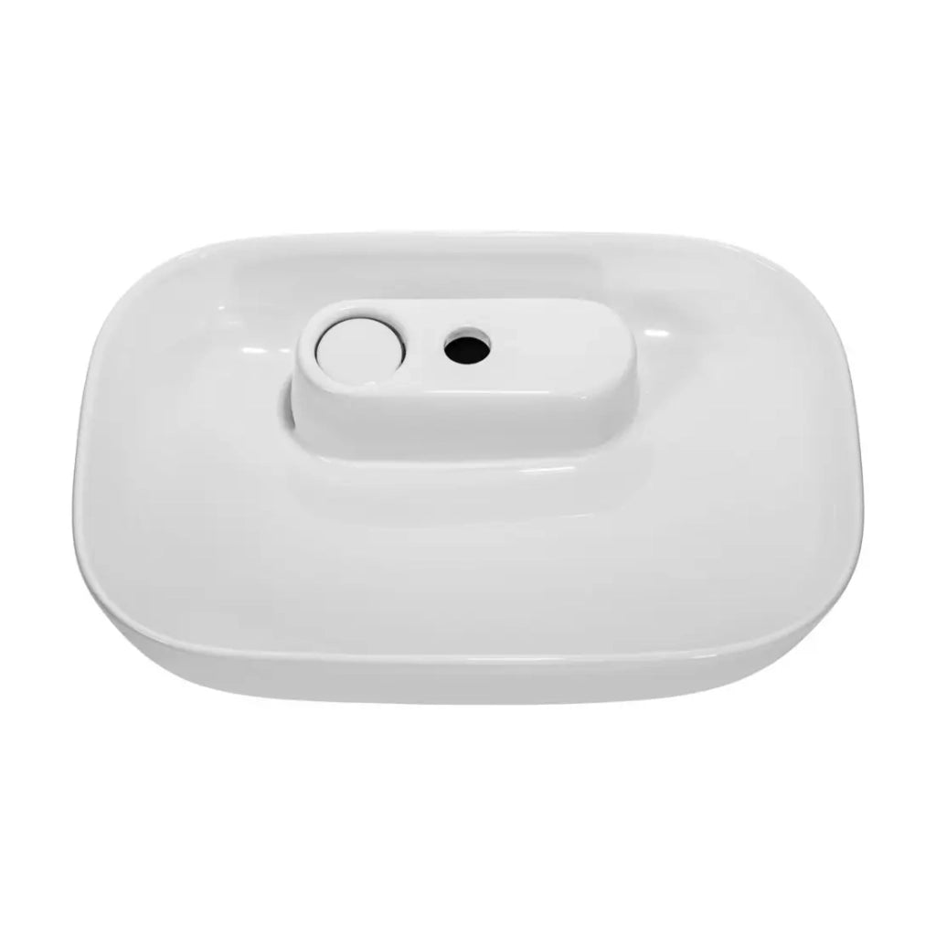 Lavabo da appoggio ovale 60x41 cm in ceramica bianca lucida