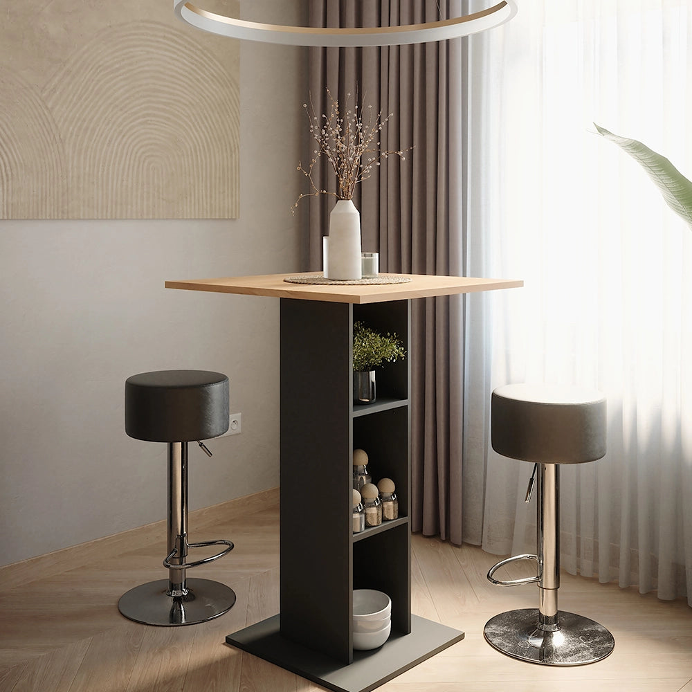Vicco tavolo bar con sgabelli Antracite 75 x 75 cm con 2 sgabelli da bar