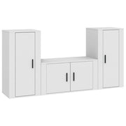 Set di mobili da 3 pezzi tra cui armadio credenza mobile TV televisore per soggiorno camera da letto salotto legno ingegnerizzato bianco 02_0024477
