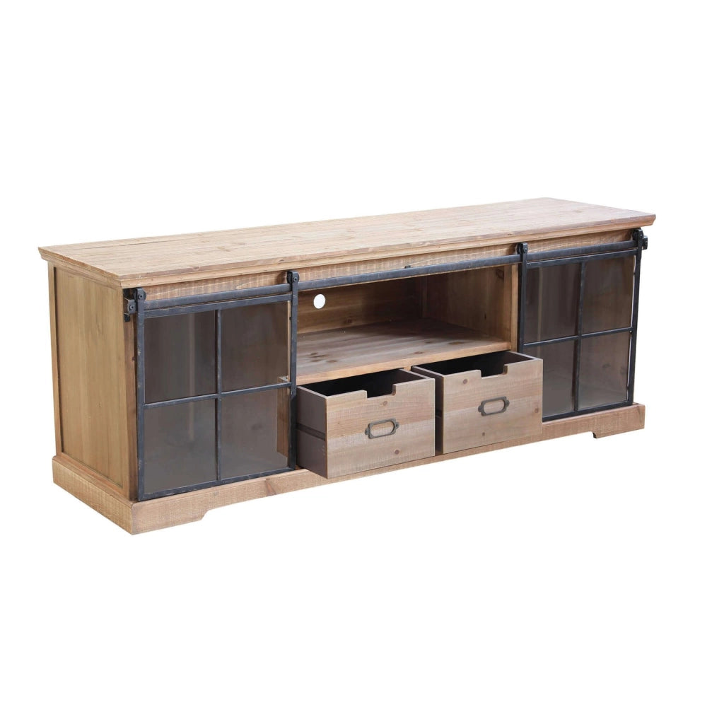 Porta tv per soggiorno Industrial in Legno Acciaio cm 160x45 5x60 - TYBALT