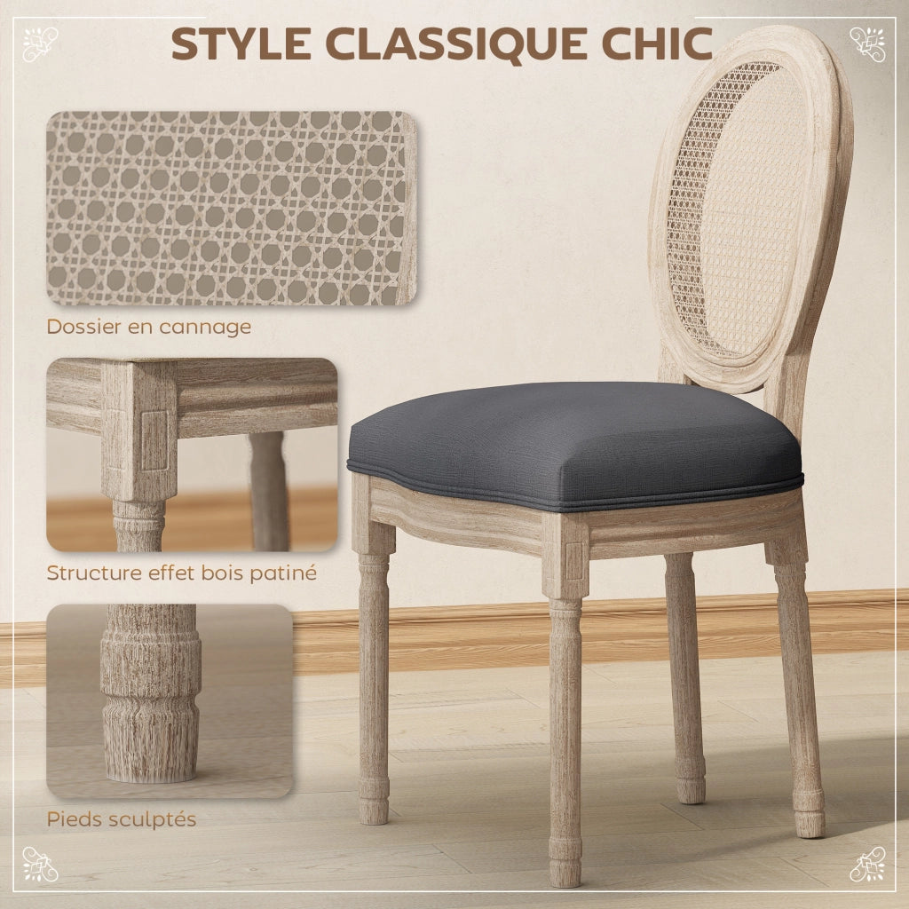 Set di 2 Sedie da Pranzo ¨C Minimal ¨C Legno Massello Scuro