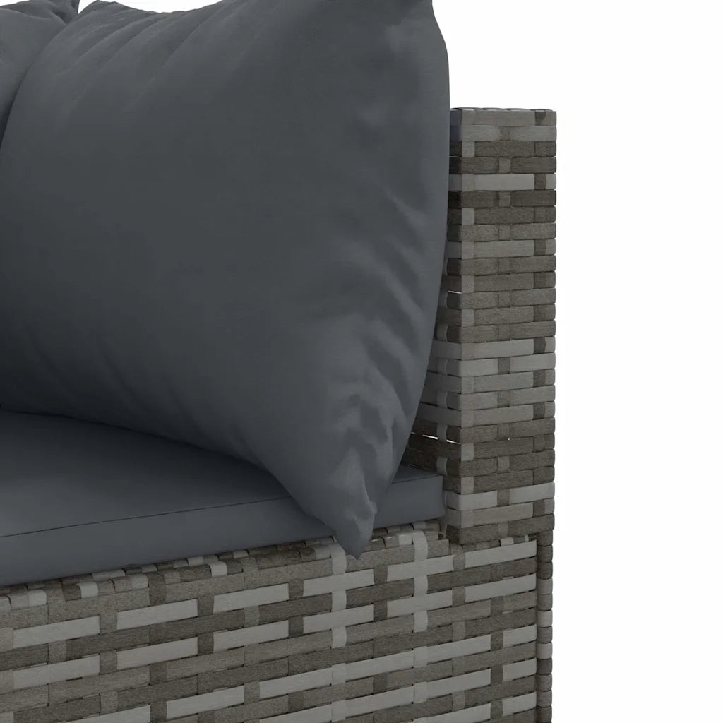 Set Divani da Giardino 4 pz | Set Salotto da Giardino con Cuscini in Polyrattan Grigio