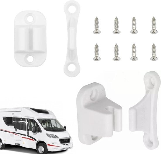 Deurslot 2-delig per Camper - Deurslot per Caravan - Deurblok - Deurklink - Bianco Plastic 6 x 2 cm - Deurslot per Camper