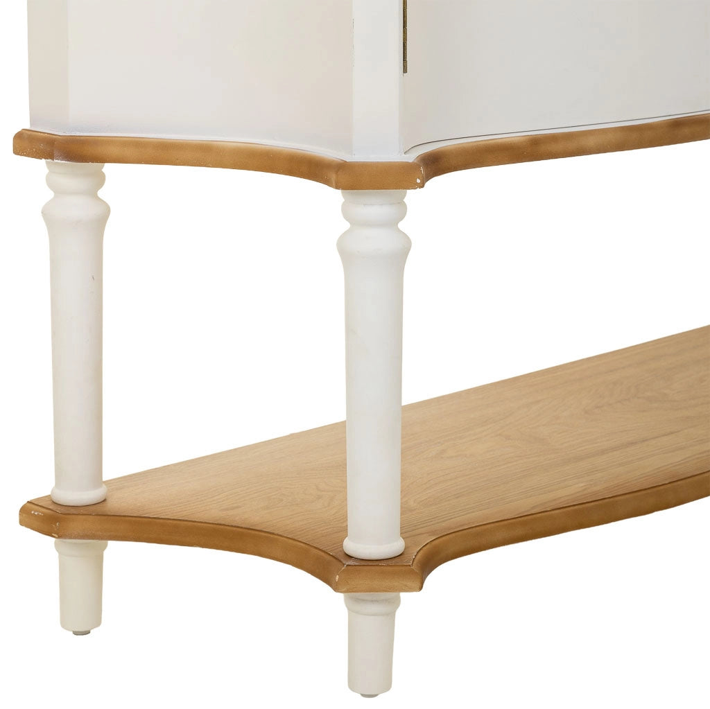 Tavolino da ingresso in legno bianco 106x37x105h cm