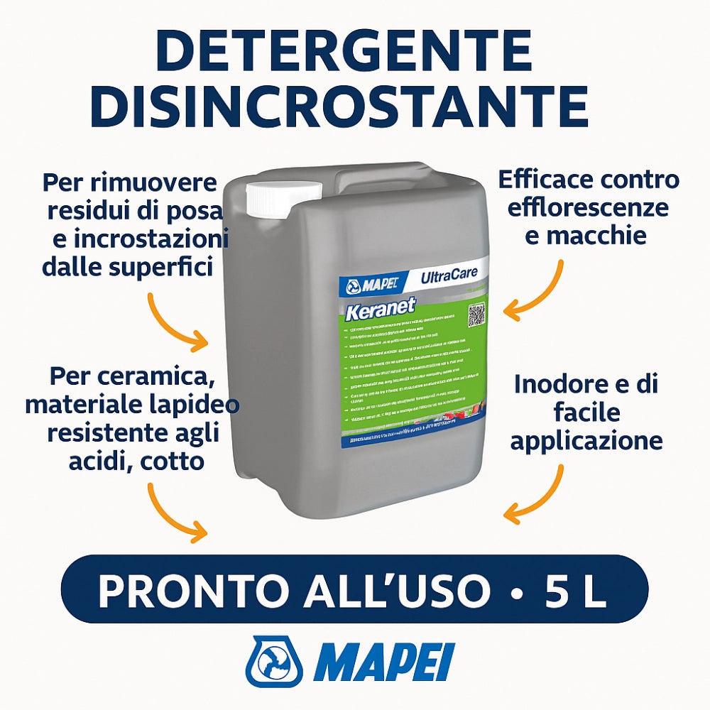 Ultracare keranet pulitore concentrato liquido pavimenti interni esterni *** formato 5 lt, confezione 1