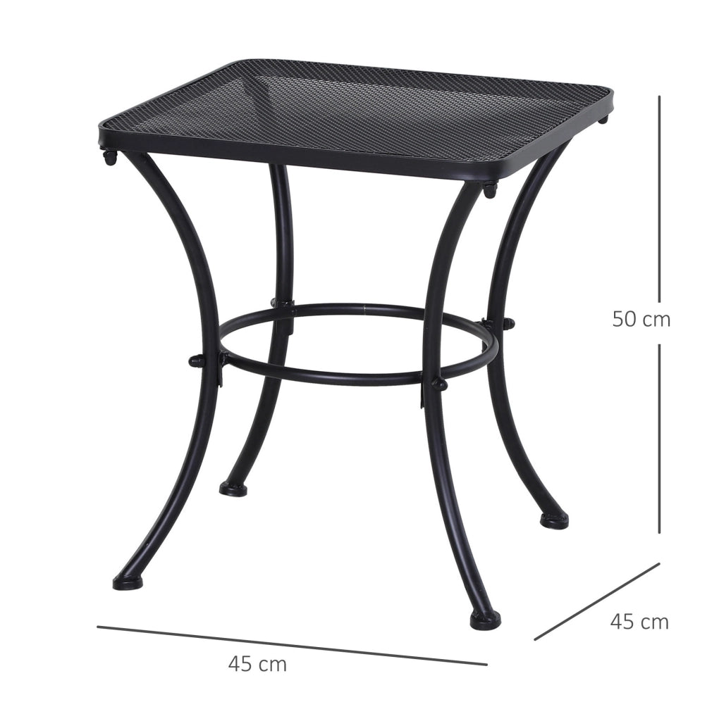 Tavolino da esterno in metallo nero 45x45x50 cm, pratico e resistente