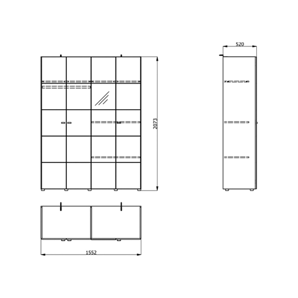Armadio Camera da Letto Ifrane, Guardaroba Grande Appendiabiti, 155x208h cm Bianco Opaco