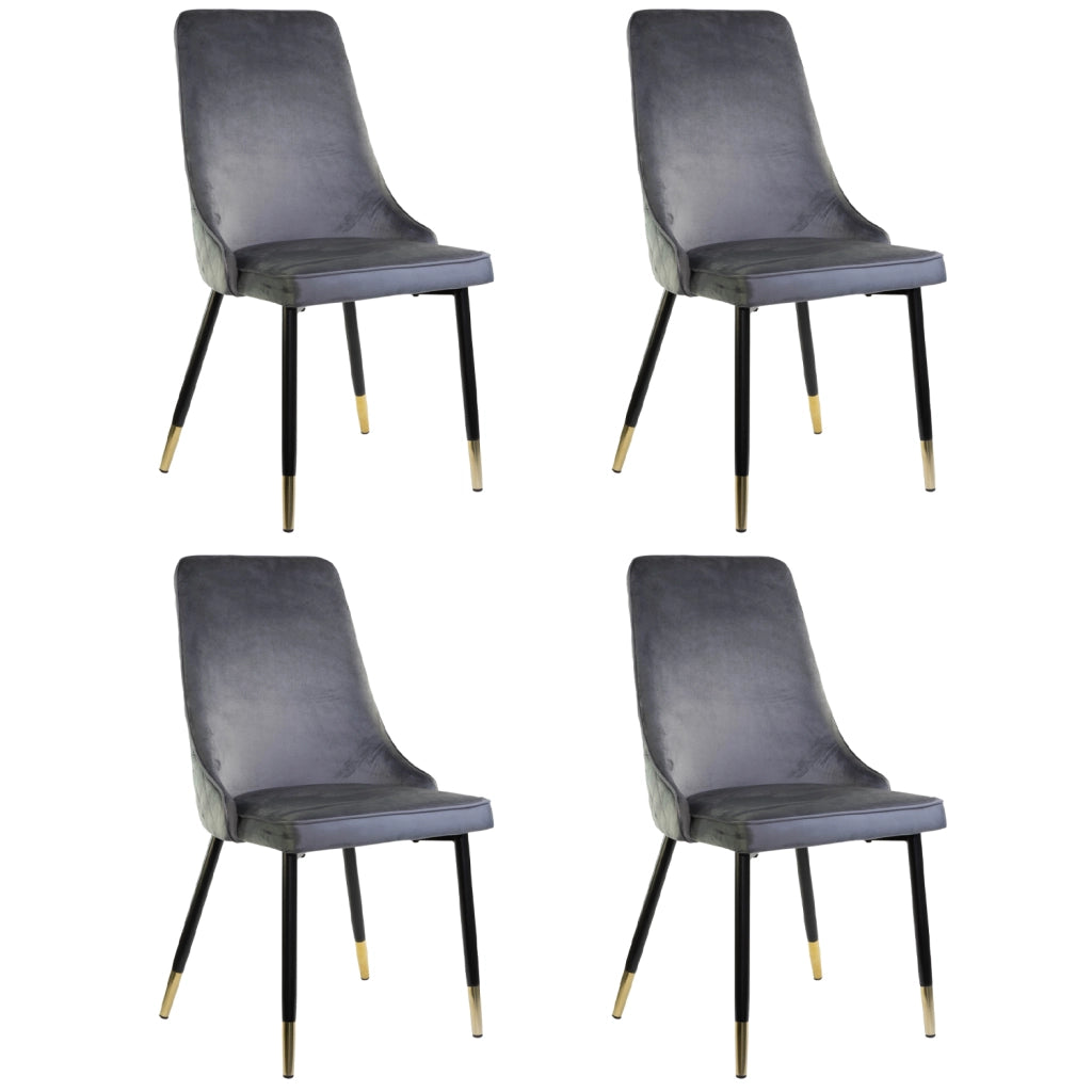 Sedia SAINT TROPEZ con Struttura in Metallo Nero e Oro Seduta Imbottita in Velluto, Poltroncina di D 4 X S.TROPEZ GRIGIO