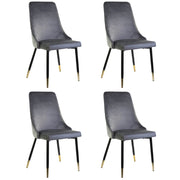 Sedia SAINT TROPEZ con Struttura in Metallo Nero e Oro Seduta Imbottita in Velluto, Poltroncina di D 4 X S.TROPEZ GRIGIO