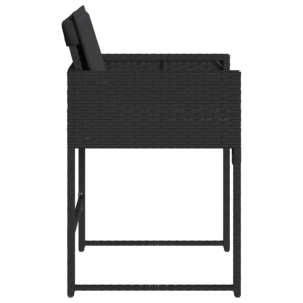 Sedie da Giardino con Cuscini 4 pz | Sedie da Esterno Nere in Polyrattan