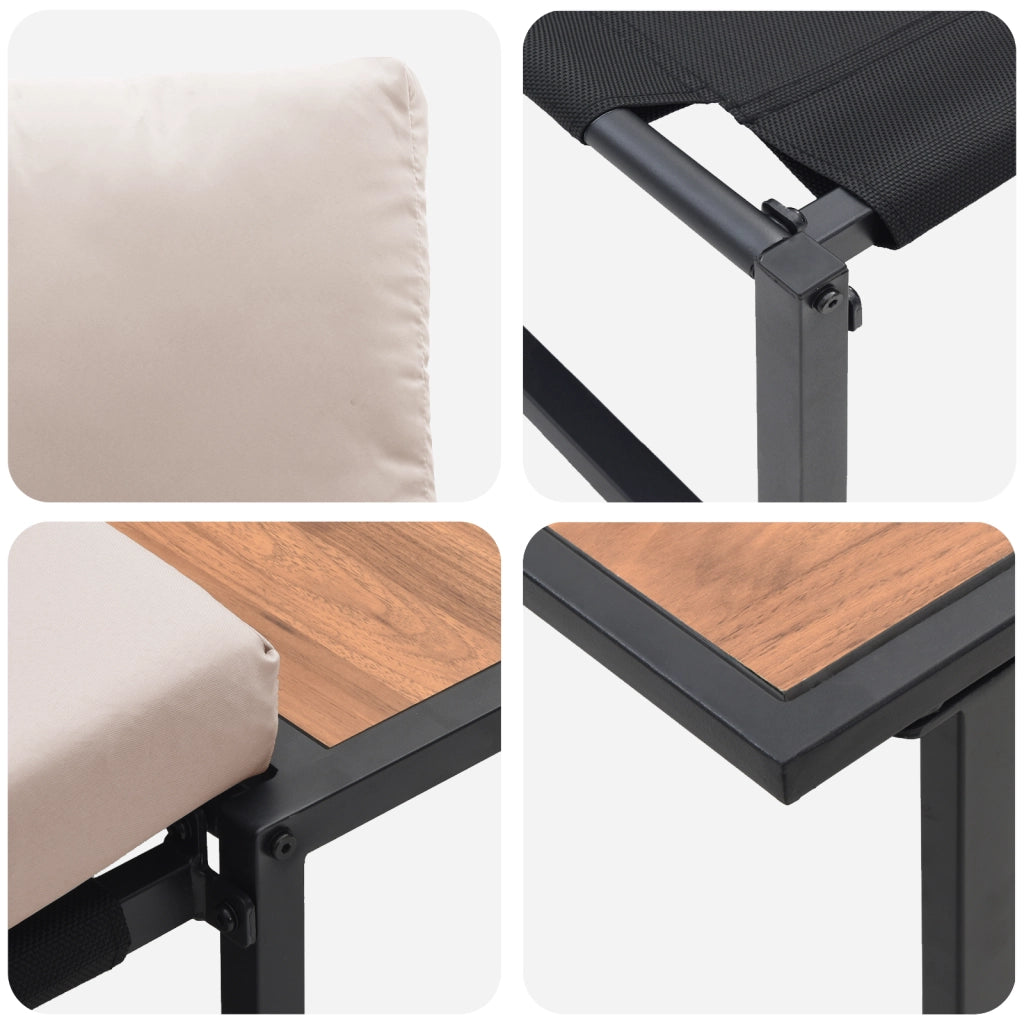 Set Divano da Giardino 2 Pezzi Singolo con Cuscini Tortora