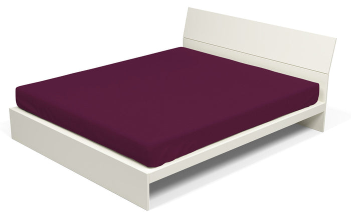 Lenzuolo Sotto con Angoli ed Elastico Tinta Unita Prugna Singolo