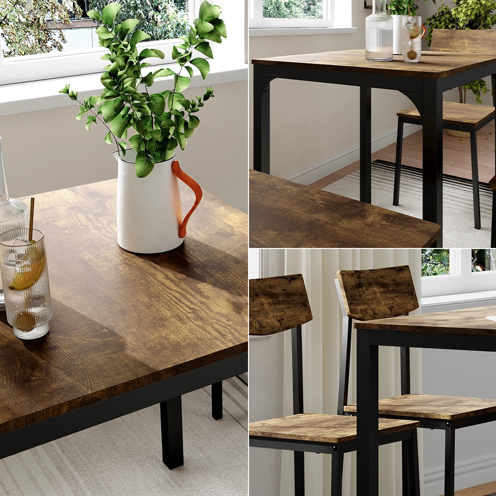 Vicco Set di tavoli da pranzo Nero/quercia rustico 70 x 70 cm 4 parti