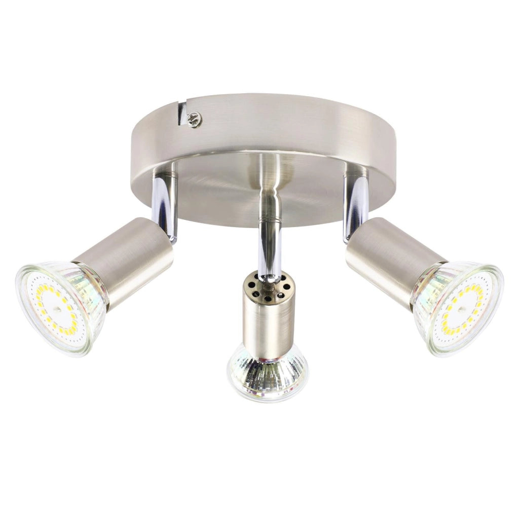 ZMH Faretto da soffitto circolari nichel 3 luci GU10 regolabili 350° stile moderno per soggiorno camera max 25W