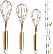 Set di 3 Cottura in Acciaio Inox con Finitura d'Oro per Varie Preparazioni