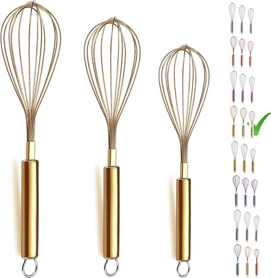 Set di 3 Cottura in Acciaio Inox con Finitura d'Oro per Varie Preparazioni