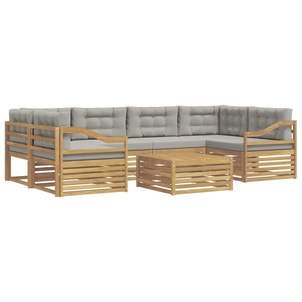 Set di divani da esterno 7 pcs Bianco e Grigio Chiaro 3390141