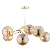Plafoniera glamour oro sfere ambra 6xE14 10W Avanti