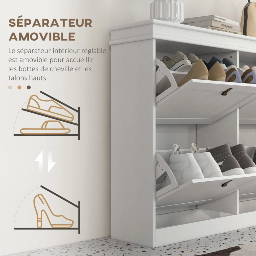 Armadio per scarpe con cassetti ¨C zephmum ¨C bianco 105x24x82,5cm