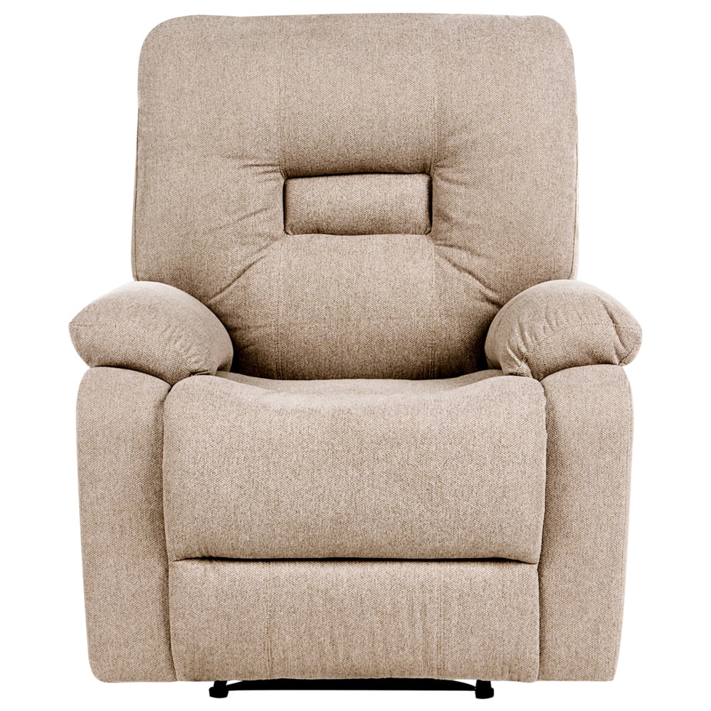Poltrona reclinabile in tessuto beige Push-Back Schienale e poggiapiedi regolabili manualmente