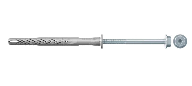 SXRL 14X200 FUS - FISCHER - TASSELLO PROLUNGATO 200MM IN NYLON CON MARCATURA CE CON VITE PREMONTATA T.E. FLANGIATA IMPRONTA TORX