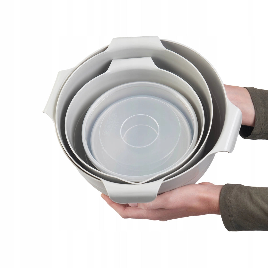 Set di ciotole da cucina KADAX in plastica con coperchi, scolapasta e filtro, 7 pezzi