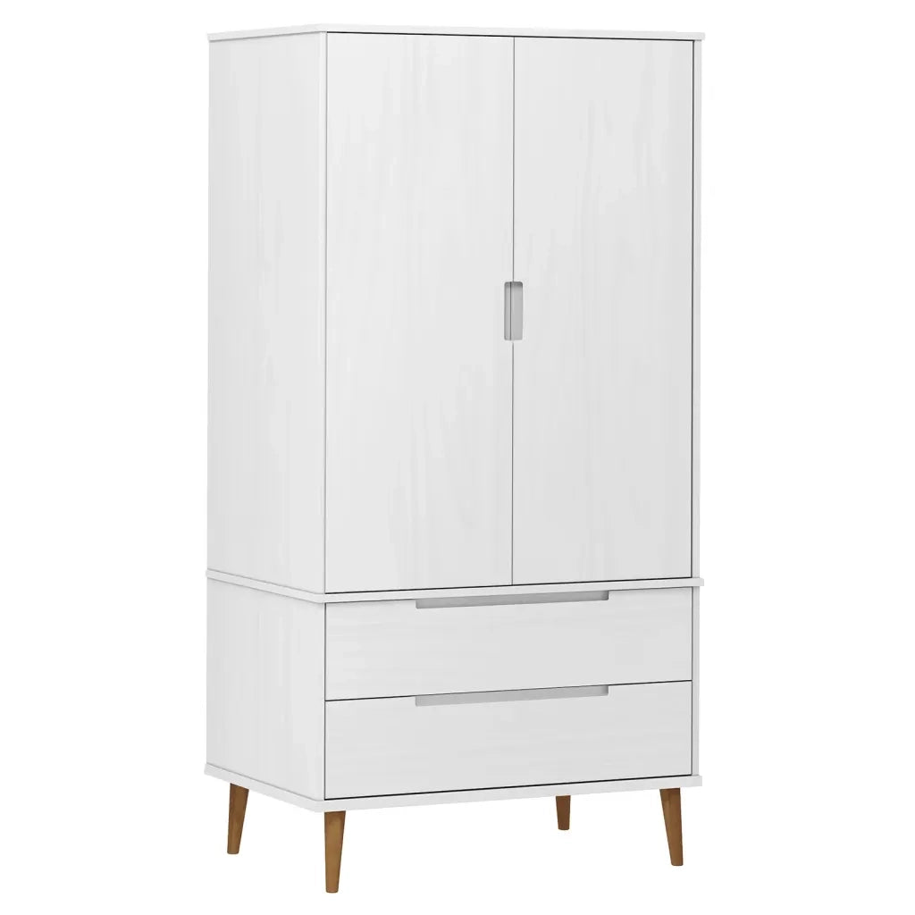 Armadio MOLDE Bianco 90x55x175 cm in Legno Massello di Pino 350523