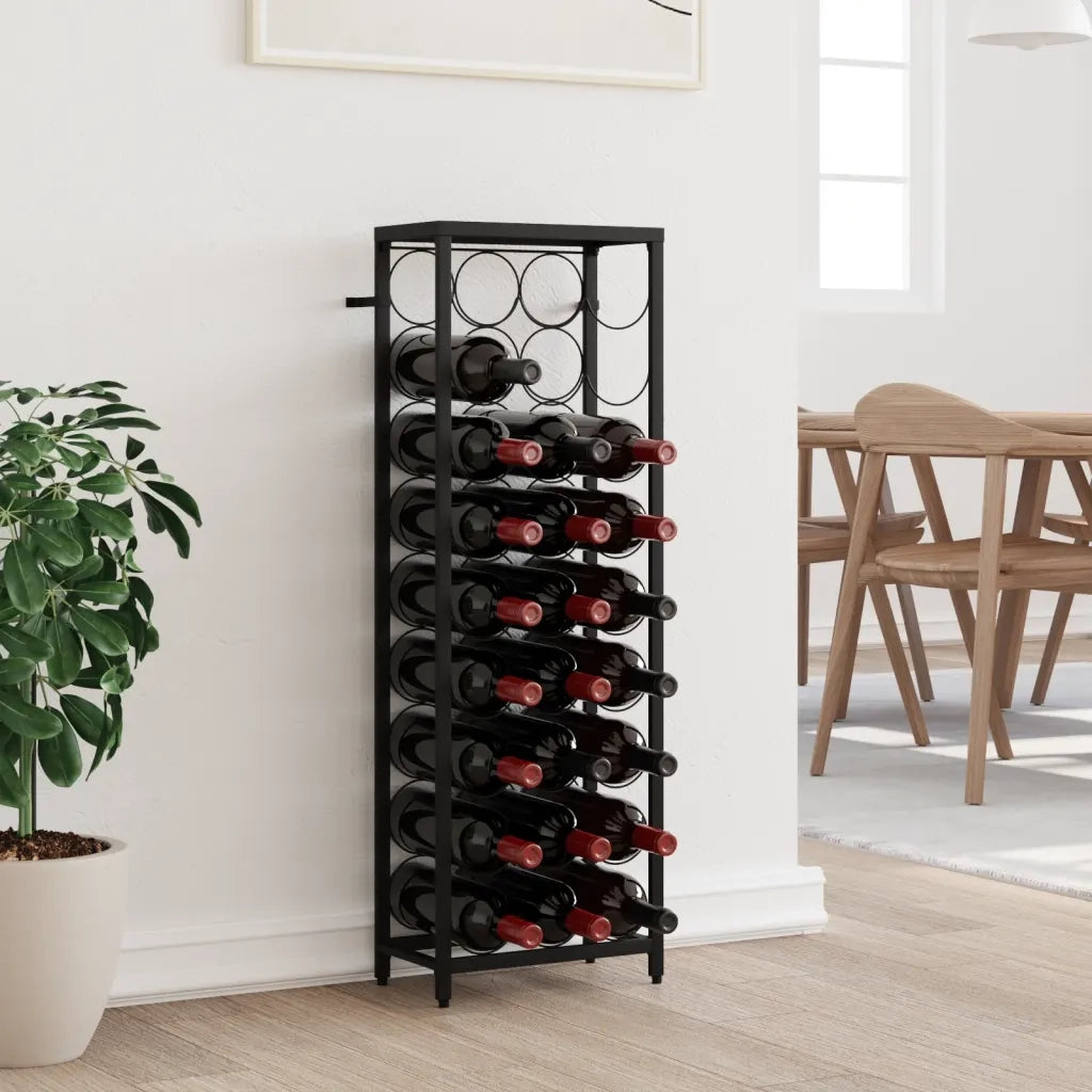 Portavini da 27 Bottiglie Nero 34x18x100cm in Ferro Battuto CFW9779247
