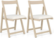 Set di 2 Sedie Pieghevole, Sedie da Pranzo in Legno di Gomma con Schienale Curvo e Seduta Imbottita, Portata 150 kg, Sedie Ergonomiche per Cucina, Soggiorno, Matrimonio e Ristorante (Beige)