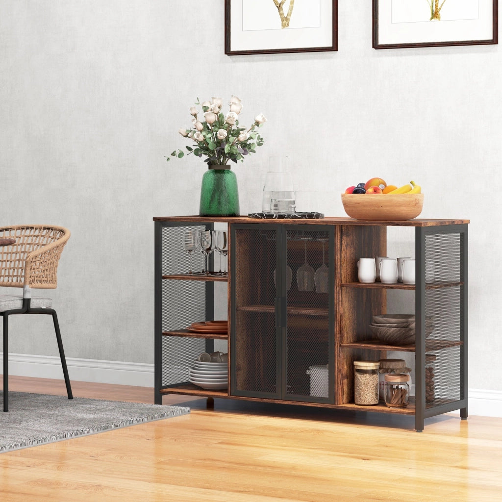 Credenza Rustica con Ripiani Aperti ¨C zephmum ¨C 120x40x76 cm Marrone
