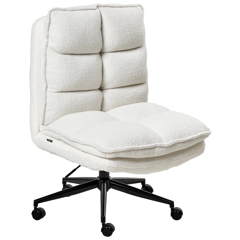 Sedia da scrivania per ufficio Rivestimento in Boucle  bianco Regolazione dell'altezza del sedile Imbottitura girevole reclinabile