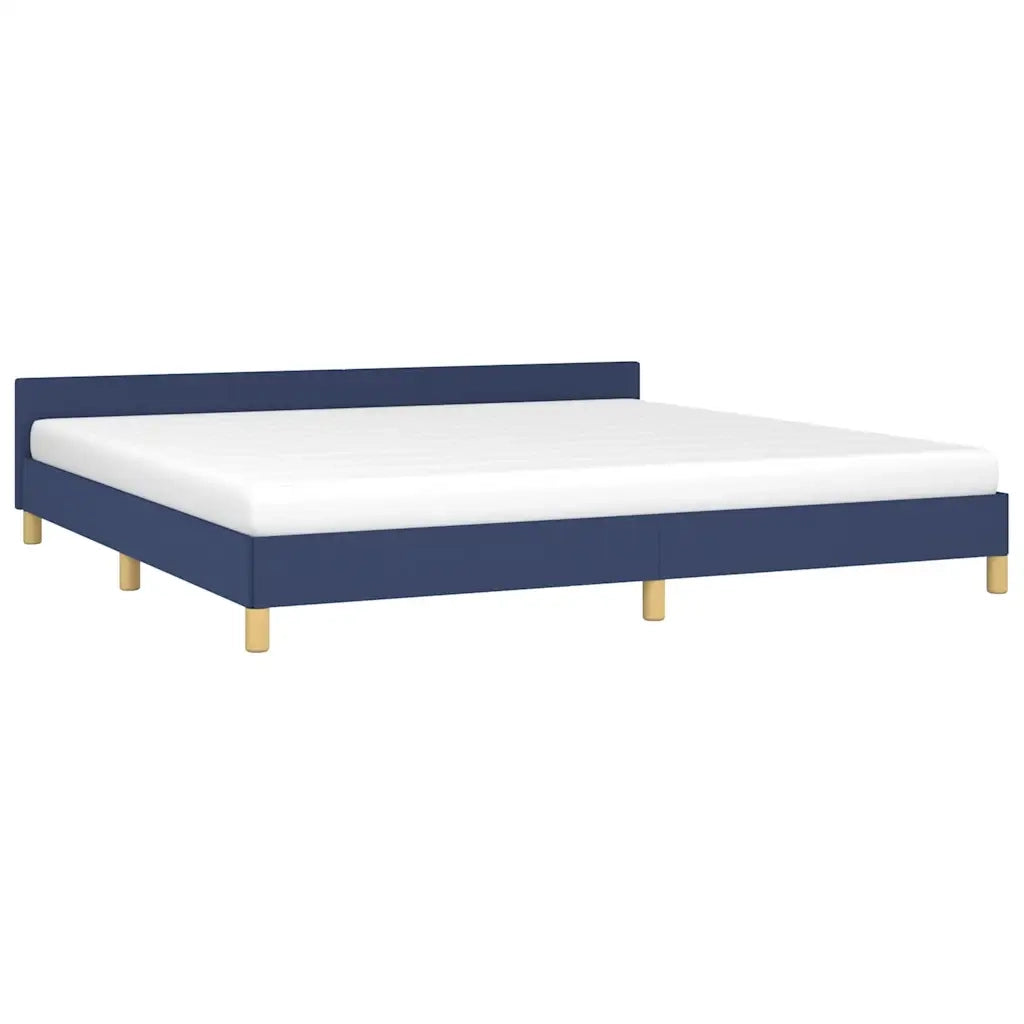 Giroletto con Testiera senza Materasso-Struttura Letto Blu 200x200 cm Tessuto