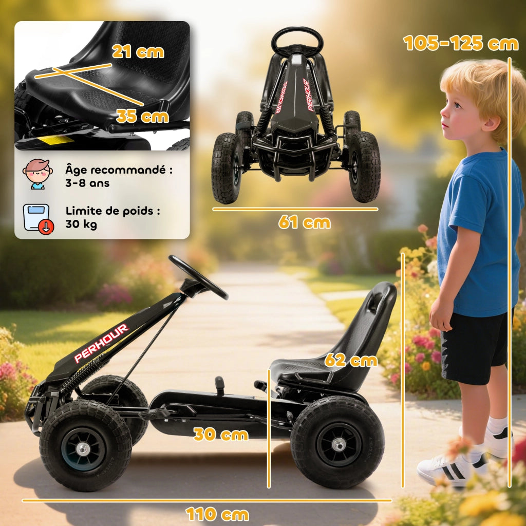 Go-Kart a Pedali per Bambini ¨C Zephmum ¨C Nero 110x61x62 cm