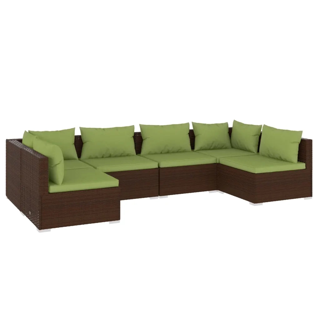 Set Divani da Giardino 6 pz con Cuscini in Polyrattan Marrone 3101876