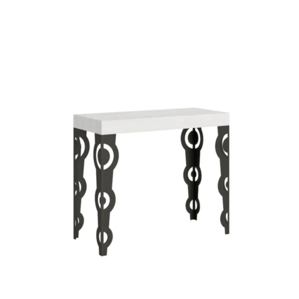 Consolle allungabile 90x40/196 cm Karamay Small bianco frassino gambe antracite