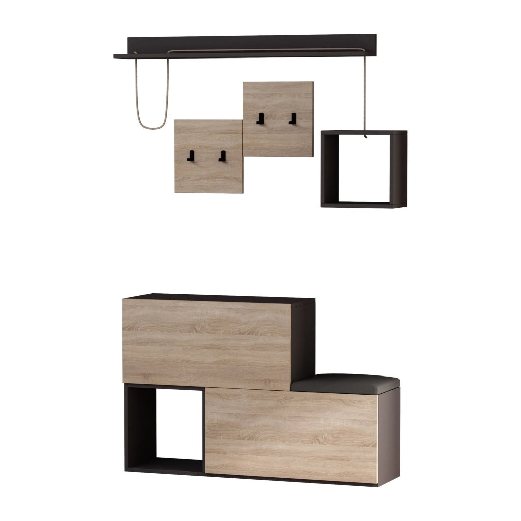 Mobile da corridoio in legno "Holdon" - 120 x 32 x 78 cm - Grigio antracite